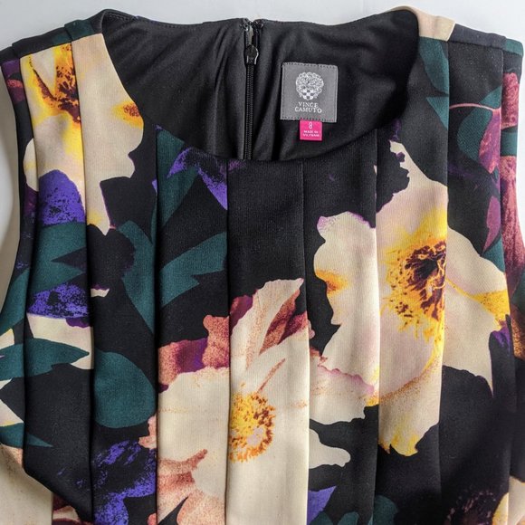 Vince Camuto Ponte A-line Floral Dress Black Print - Picture 3 of 8